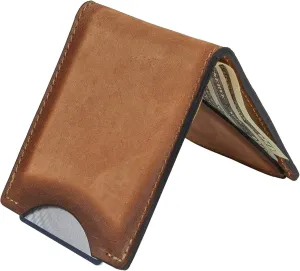 Front Pocket Slim Bifold Wallet for Men | Made in USA | Premium Full Grain Leather Men’s Wallet with Minimalist Design | Charred Oak