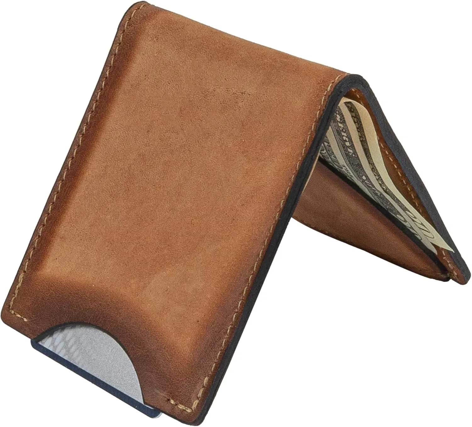 Front Pocket Slim Bifold Wallet for Men | Made in USA | Premium Full Grain Leather Men’s Wallet with Minimalist Design | Charred Oak