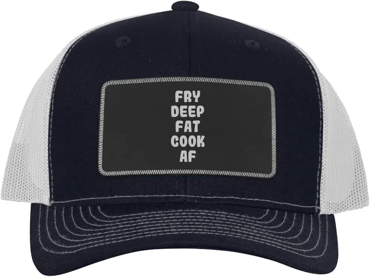 Fry Deep Fat Cook AF - Leather Black Patch Engraved Trucker Hat
