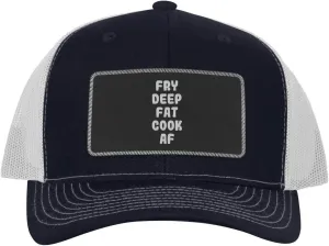 Fry Deep Fat Cook AF - Leather Black Patch Engraved Trucker Hat