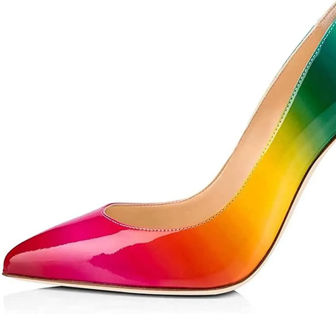 FSJ Slip On Pearl Beaded High Heel Slip On Pump Pointed Toe Mirror Effect Classic Party Club Shoe for Women 4-15 US