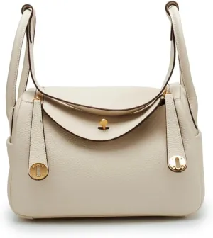 Genuine Leather Crossbody Tote Bag, Lychee Grain Mini Shoulder Bag,10.2IN Square Handbag for Business Casual