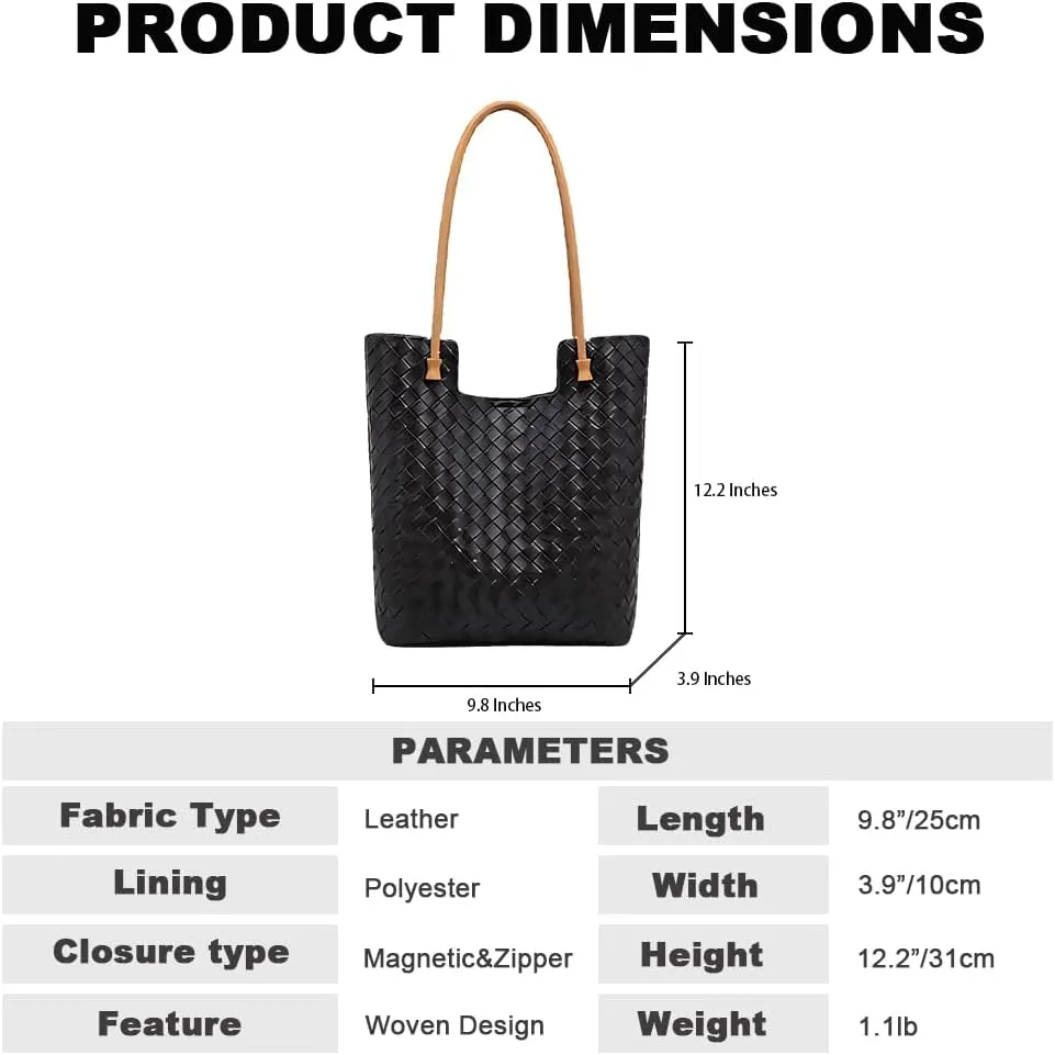 Genuine Leather Tote Bag for Women - Woven Work Bag with Structured Compartments, Office Purse & Travel-Ready Handbag