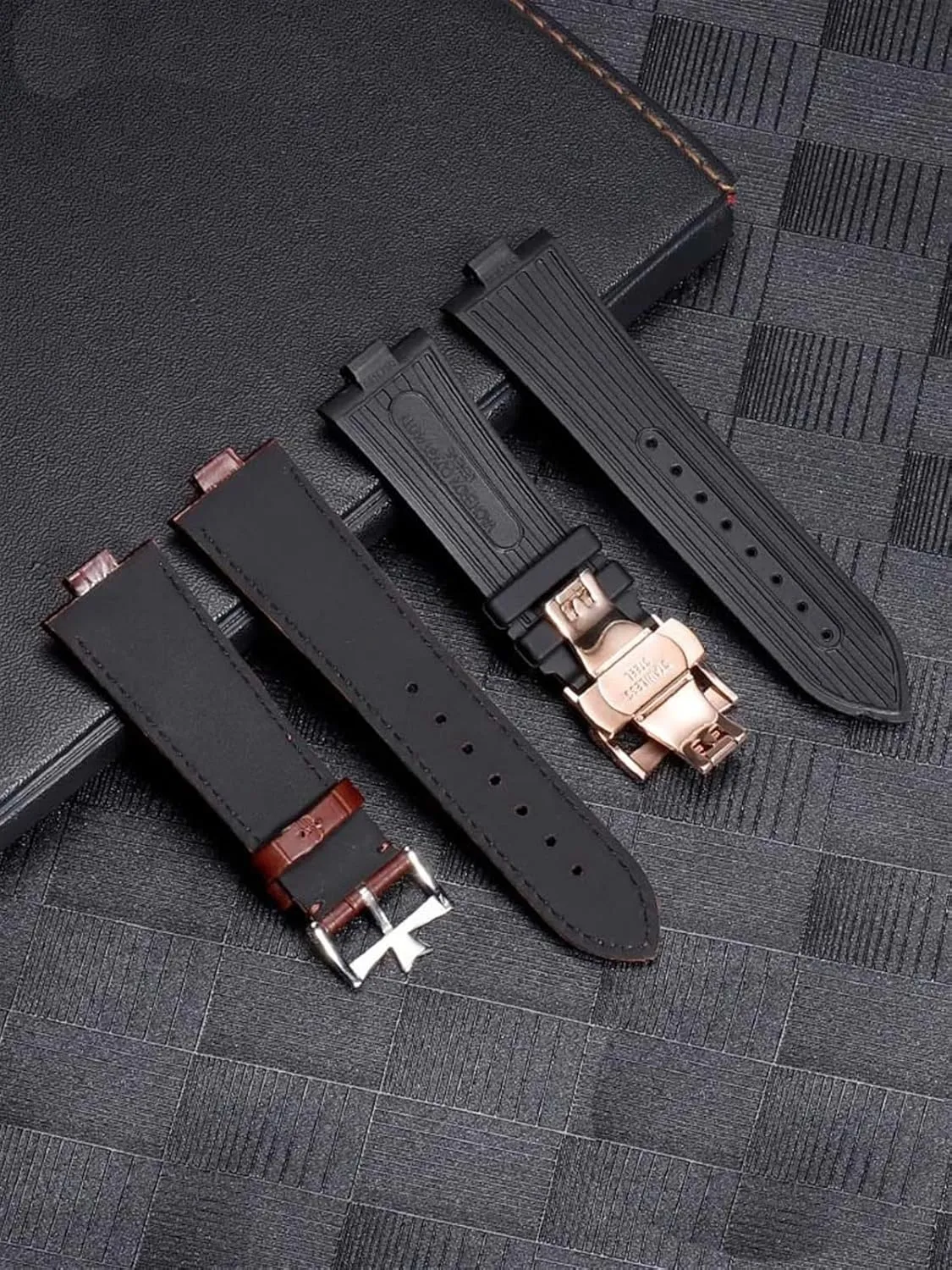 Genuine Leather Watchband For Vacheron Constantin OVERSEAS Series 4500V 5500V P47040 Stainless Steel Buckle Men Watch Strap 25-8mm
