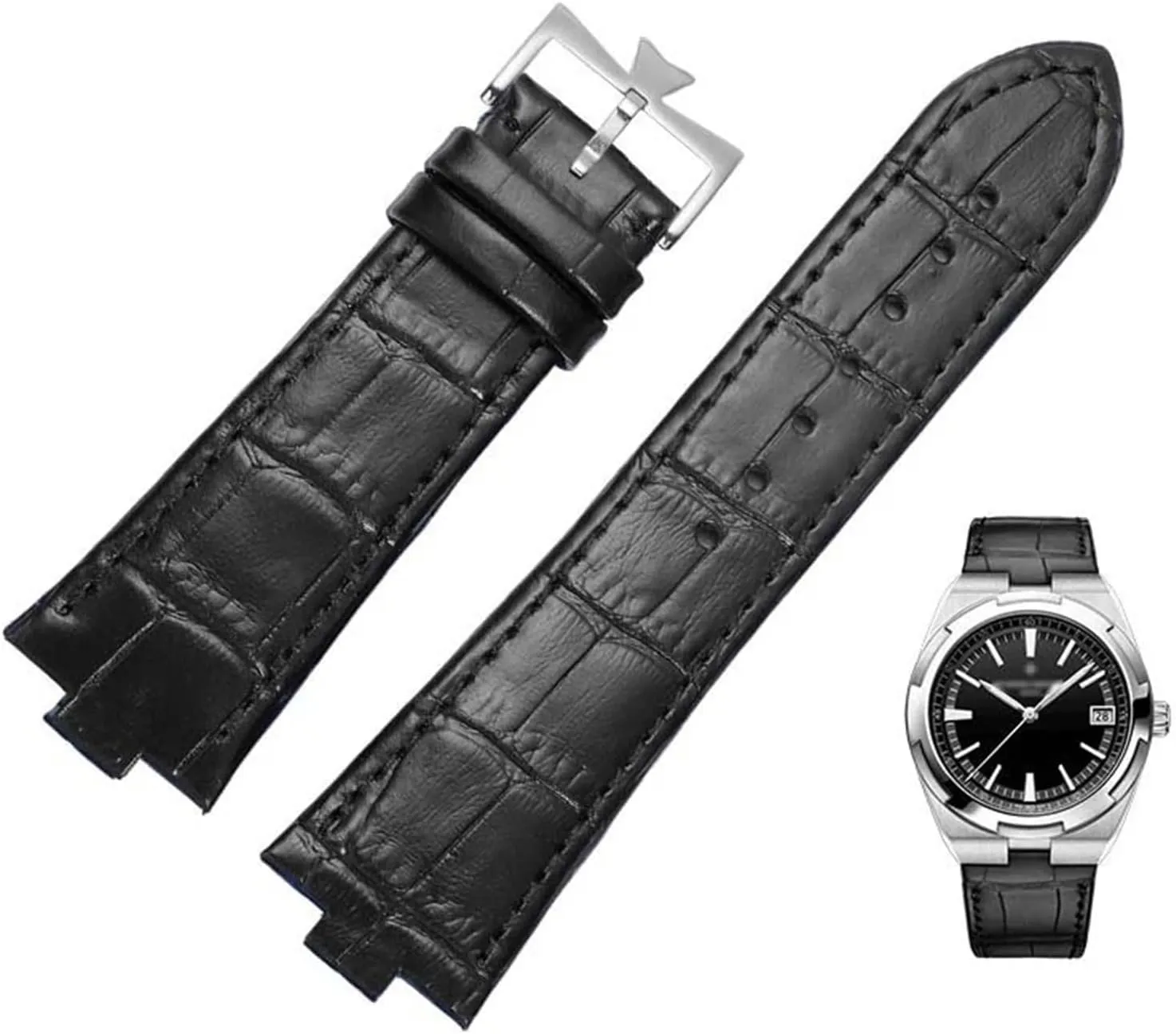 Genuine Leather Watchband For Vacheron Constantin OVERSEAS Series 4500V 5500V P47040 Stainless Steel Buckle Men Watch Strap 25-8mm
