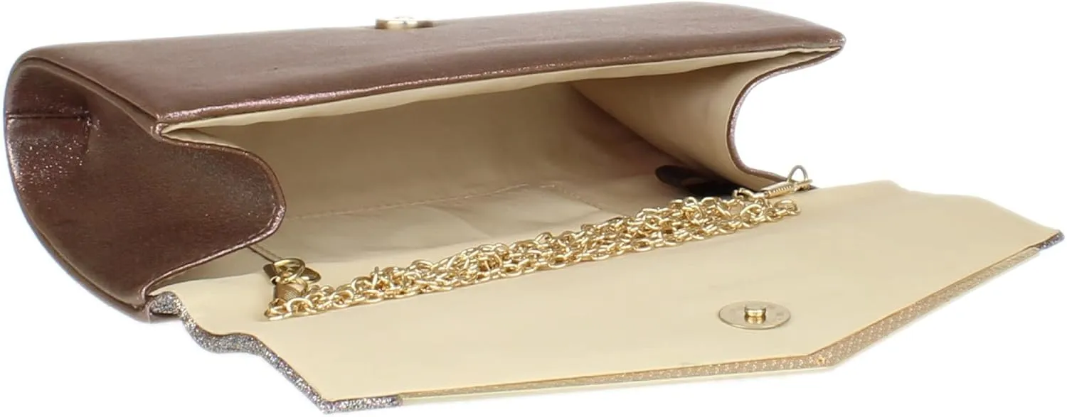 Girly HandBags Womens Glitter Flap Clutch Bag