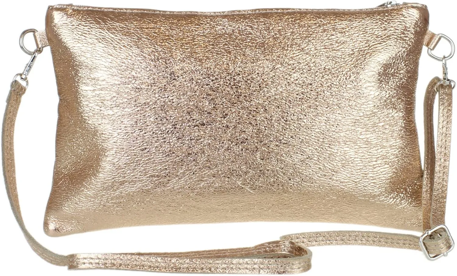 Girly HandBags Womens Italian Snake Skin Metallic Leather Clutch Bag
