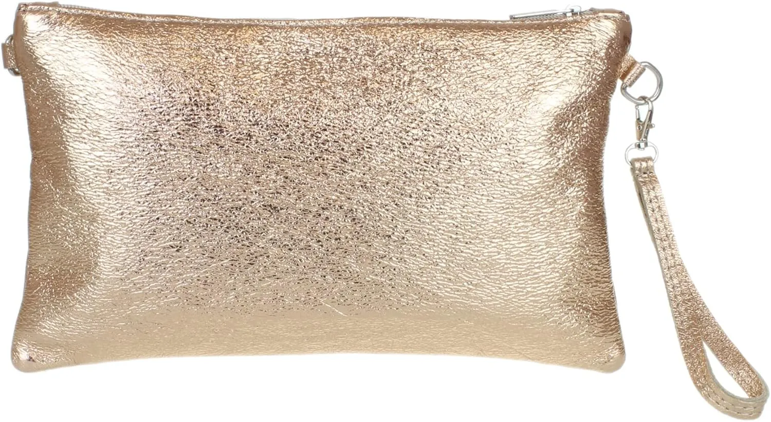 Girly HandBags Womens Italian Snake Skin Metallic Leather Clutch Bag