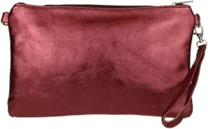 Girly HandBags Womens Italian Snake Skin Metallic Leather Clutch Bag