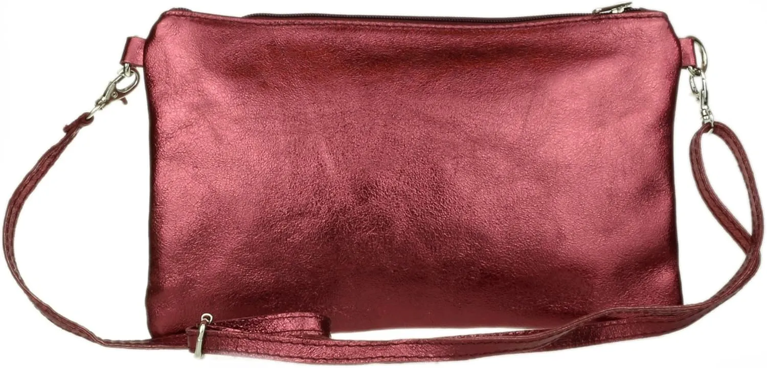 Girly HandBags Womens Italian Snake Skin Metallic Leather Clutch Bag