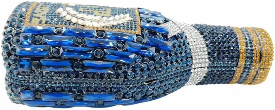 Glitter Women Champagne Bottle Evening Clutch Crystal Purse Cocktail Rhinestone Shoulder Bag Prom Diamond Handbag