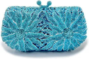 Glitter Women Rhinestone Flower Clutch Purse Diamonds Evening Bag Crystal Wedding Clutch Handbag for Prom Cocktail