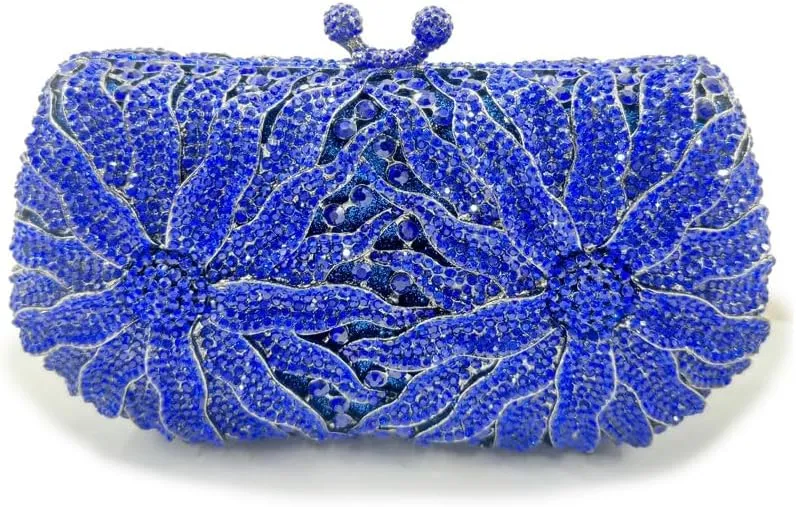 Glitter Women Rhinestone Flower Clutch Purse Diamonds Evening Bag Crystal Wedding Clutch Handbag for Prom Cocktail