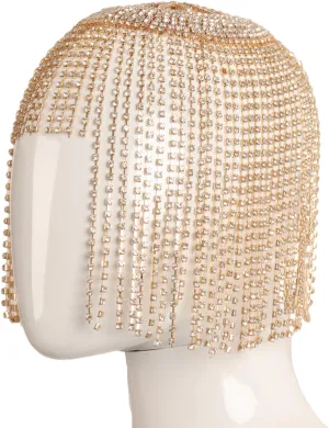 Glittering Rhinestone Head Chain Hat For Night Club Masquerade Party Hairchain Carnival Headdress Formal Hair Ornament