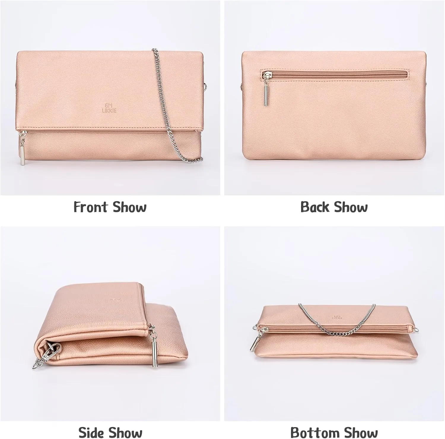 GM LIKKIE Clutch Purse for Women, Large Envelope Clutch HandBag, Crossbody Foldover PU Leather Clutches bag
