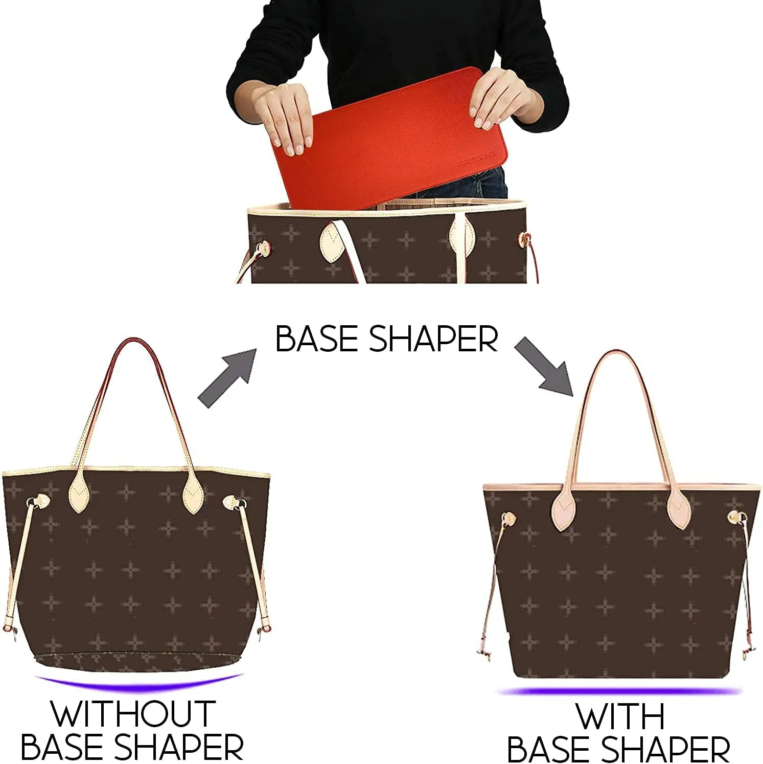 Graceful MM Base Shaper, Red Bag Shaper for LV Gracefull Bags and other LV Totes, Vegan Leather (Red, Graceful MM)