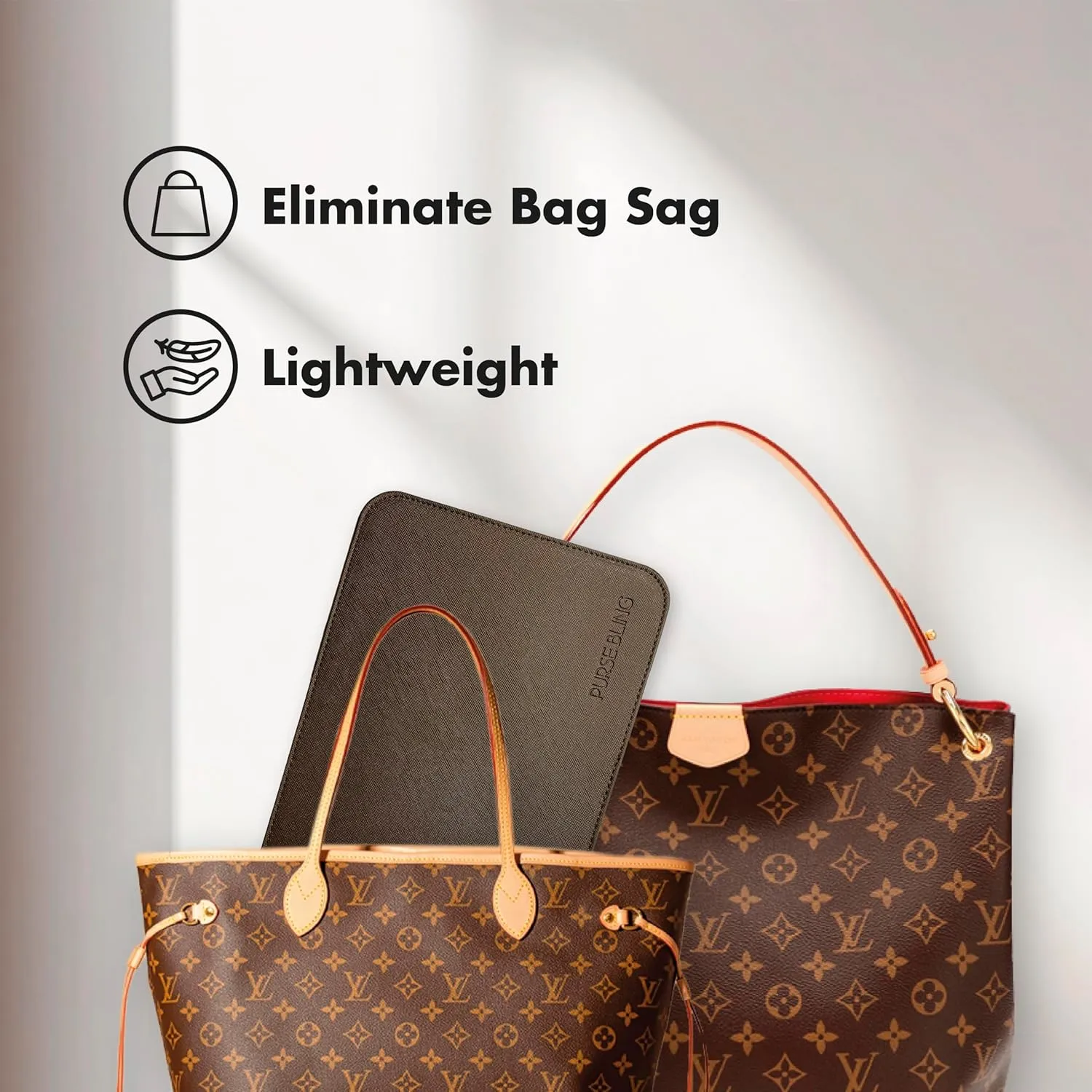 Graceful MM Base Shaper, Red Bag Shaper for LV Gracefull Bags and other LV Totes, Vegan Leather (Red, Graceful MM)