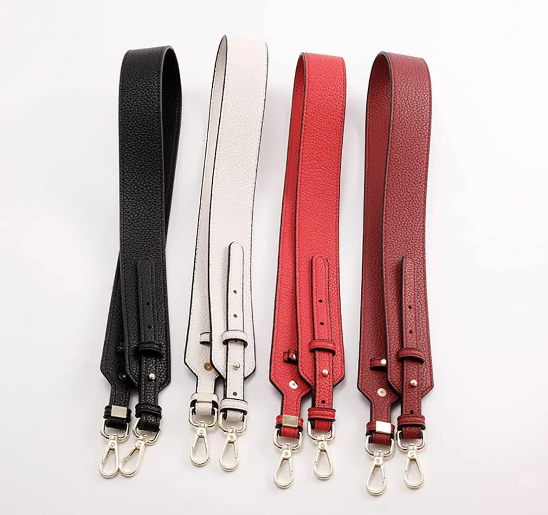 Grain Leather Purse Strap Adjustable Crossbody Replacement Straps for Handbags Monk Head Screws Detachable Gunblack Clasps Long Brown