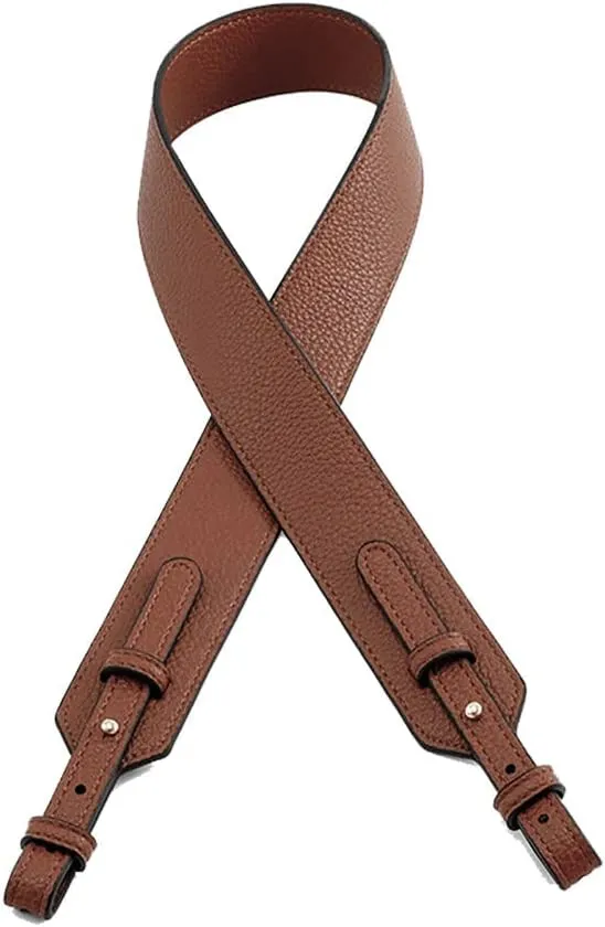 Grain Leather Purse Strap Adjustable Crossbody Replacement Straps for Handbags Monk Head Screws Detachable Gunblack Clasps Long Brown