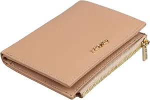 grande 2805 Genuine Leather Small Bifold Wallet For Women Minimalist Wallet Ladies Zippered Mini Purse Small Card Holder (Cookie)