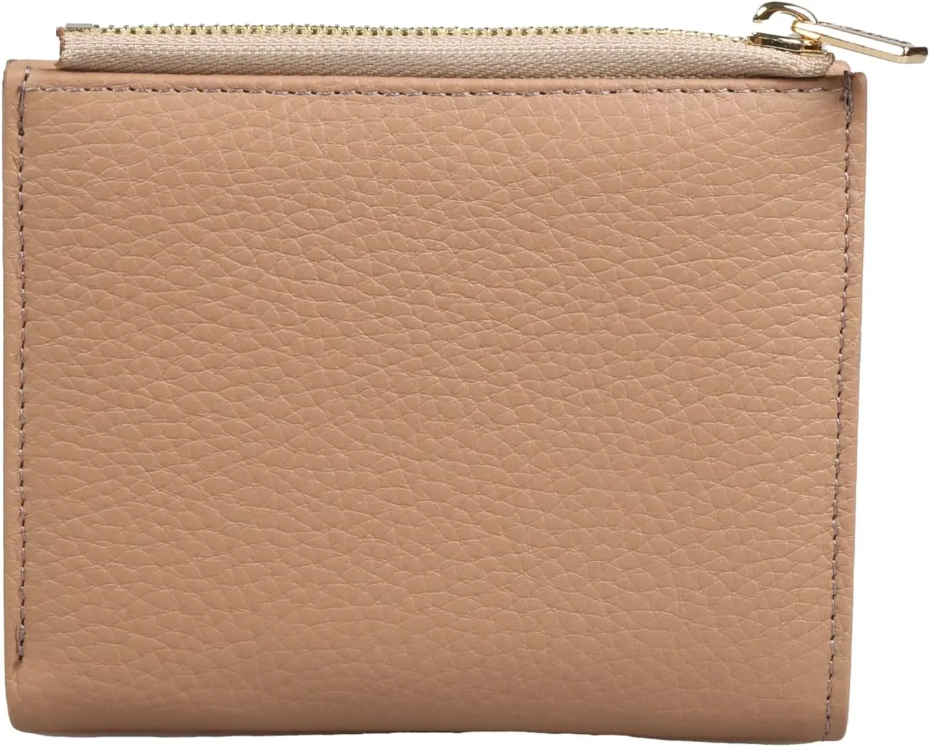 grande 2805 Genuine Leather Small Bifold Wallet For Women Minimalist Wallet Ladies Zippered Mini Purse Small Card Holder (Cookie)