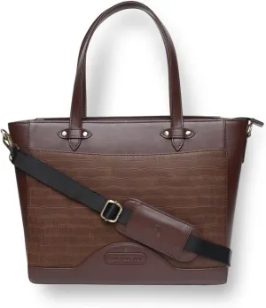 Gusto Ardor Vegan Leather Tote Bag for Women, Handbag, Large Capacity Shoulder Tote Purse for Office, Travel, Zipper Closure, Faux Leather Shoulder Bag: Brown