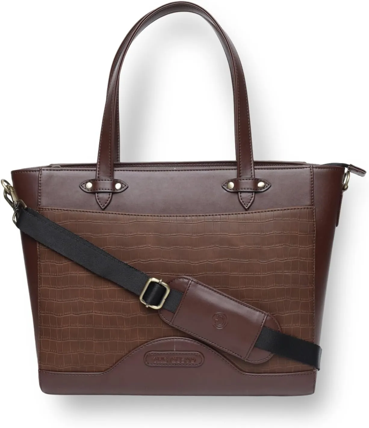 Gusto Ardor Vegan Leather Tote Bag for Women, Handbag, Large Capacity Shoulder Tote Purse for Office, Travel, Zipper Closure, Faux Leather Shoulder Bag: Brown