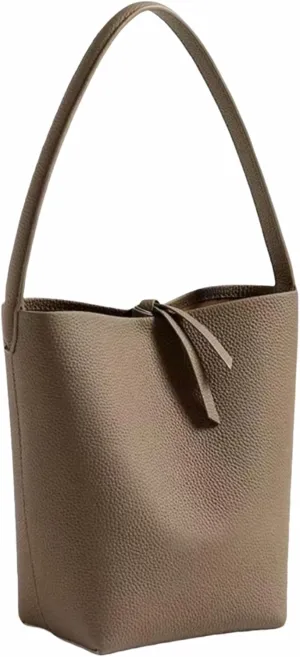 Handcrafted Leather Bucket Bag, First Layer Pebble-grained Carfskin