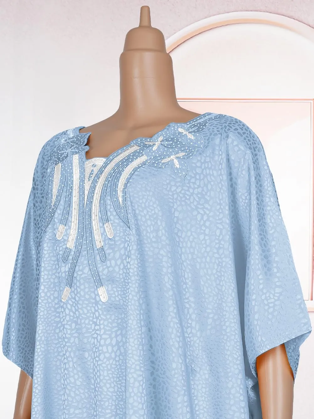 HD African Dresses for Women Fashion Beading Rhinestone Kaftan Maxi Dress