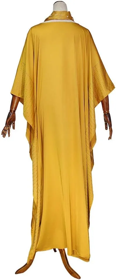 HD African Dresses for Women Fashion Beading Rhinestone Kaftan Maxi Dress