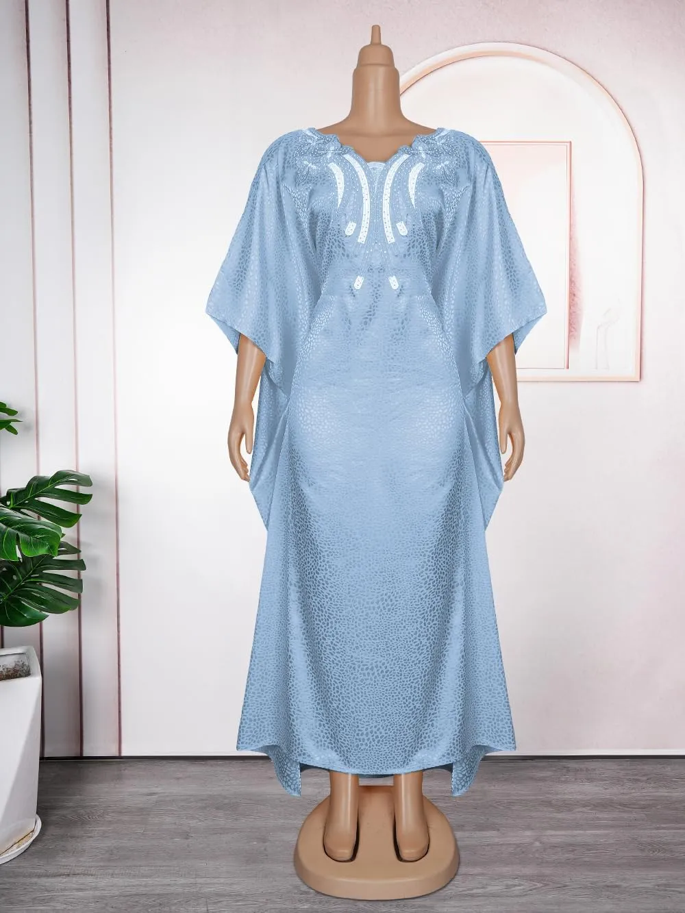 HD African Dresses for Women Fashion Beading Rhinestone Kaftan Maxi Dress