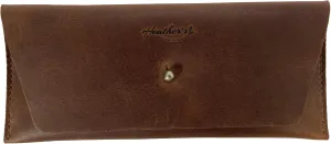Heather's, Long Utility Pouch Handmade from Full Grain Leather - Stylish Wallet for Carrying and Storing Cash, Coins, Cards - Vintage, Minimalist Style Clutch :: Bourbon Brown