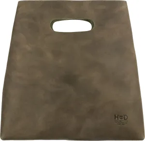 Hide & Drink, Minimalist Handbag for Women, Tote Bag, Rustic Purse, Full Grain Leather and Sheepskin, Handmade, Dark Jade