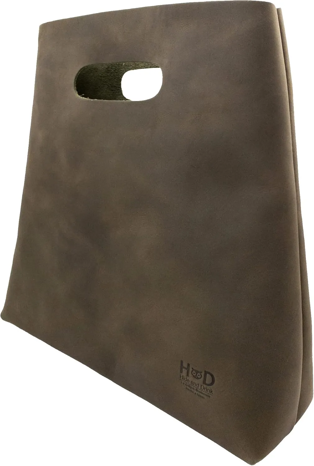 Hide & Drink, Minimalist Handbag for Women, Tote Bag, Rustic Purse, Full Grain Leather and Sheepskin, Handmade, Dark Jade
