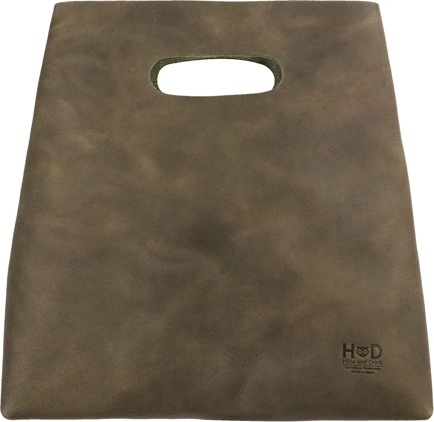 Hide & Drink, Minimalist Handbag for Women, Tote Bag, Rustic Purse, Full Grain Leather and Sheepskin, Handmade, Dark Jade