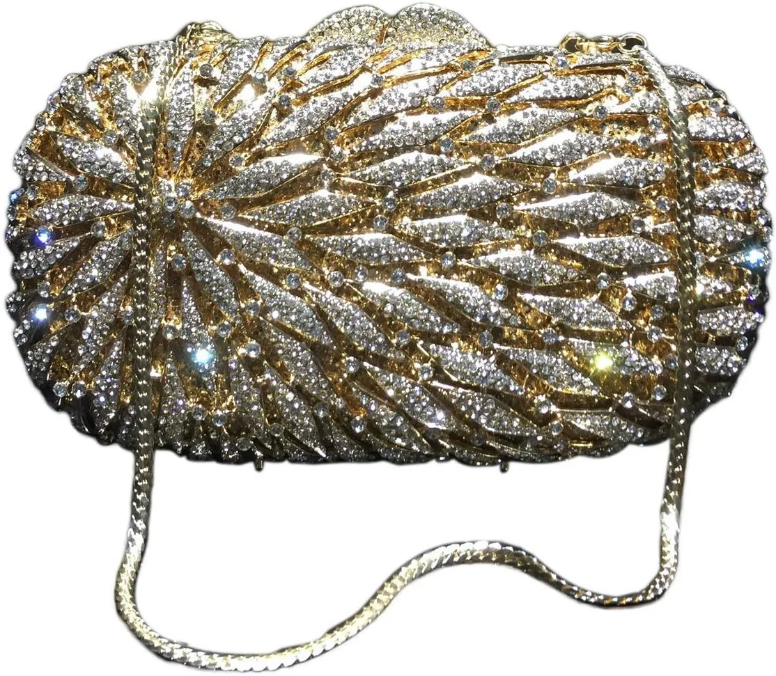 Hollow Rhinestone Evening Bag Lady Bling Diamond Clutch Purse Flower Classic Handbag Wedding Party Wallet