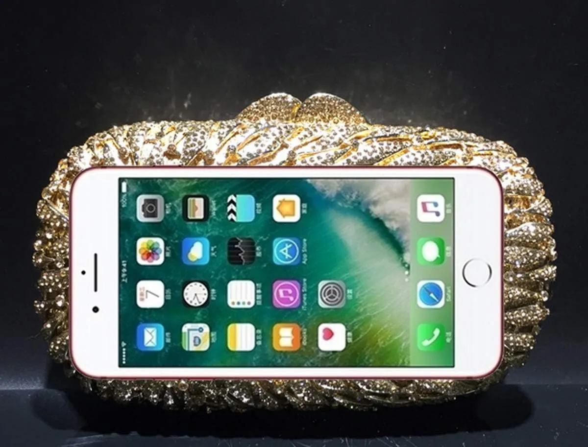Hollow Rhinestone Evening Bag Lady Bling Diamond Clutch Purse Flower Classic Handbag Wedding Party Wallet