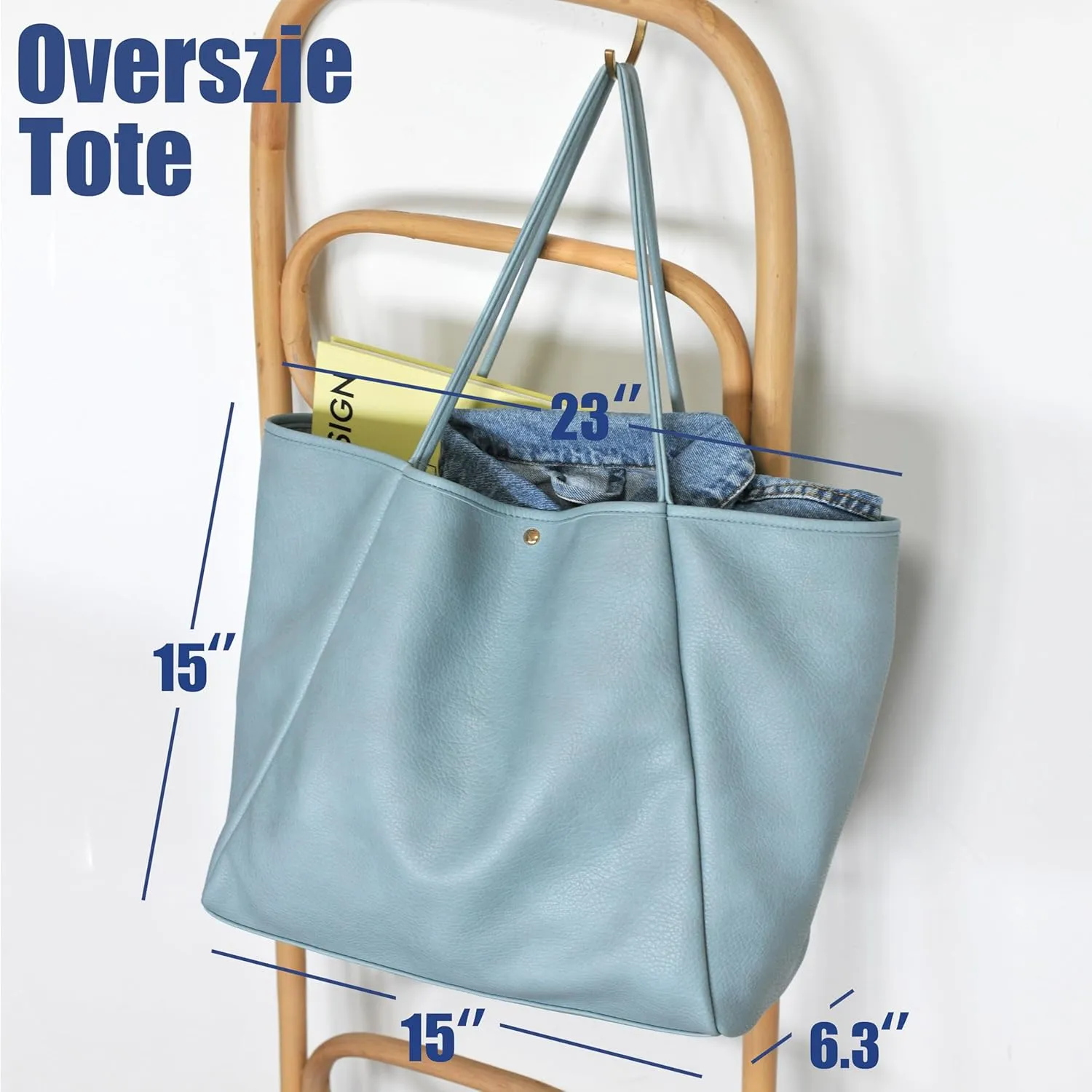 HOXIS Oversize Pu Leather Tote Women Weekender Bag Shopper Handbag Travel Purse