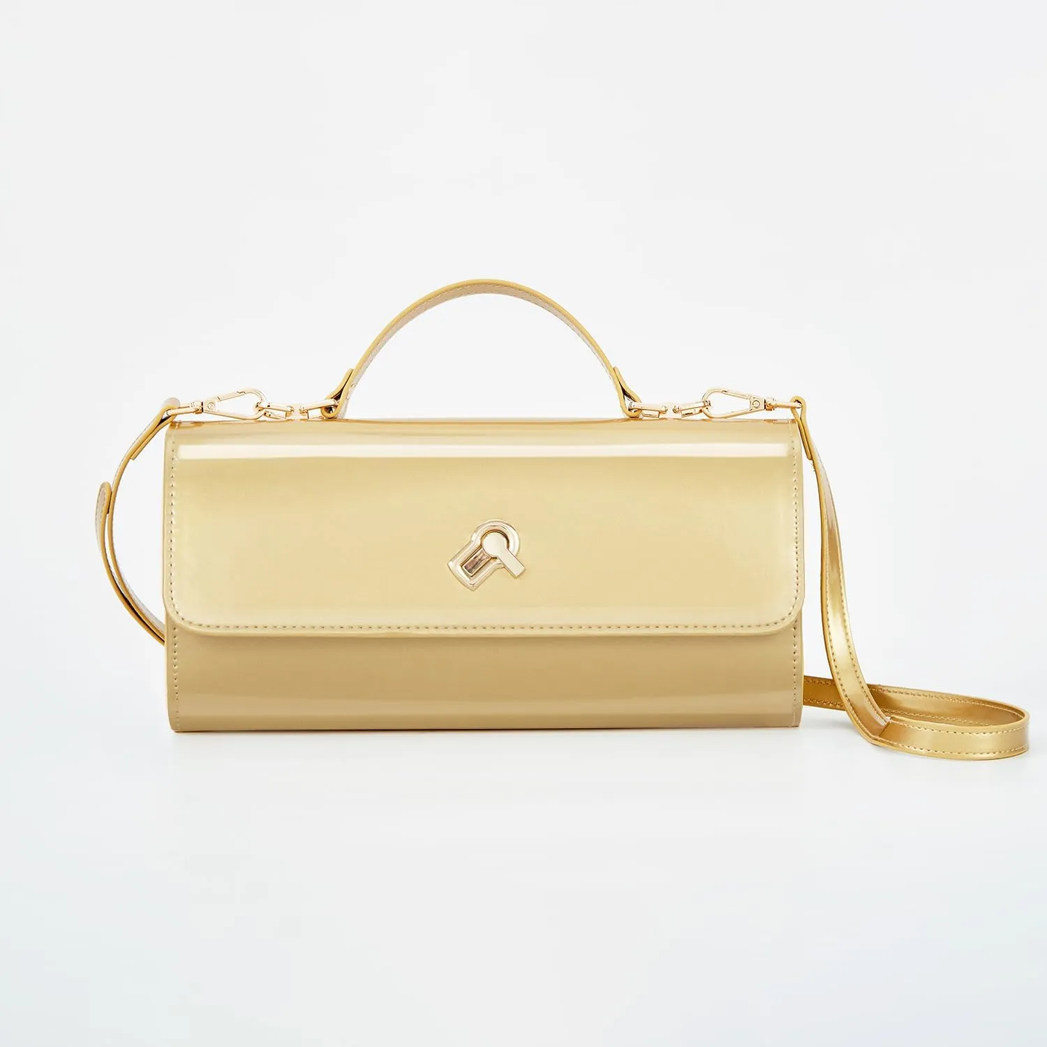 Huralona Women Metallic PU Leather Evening Clutch Purse Square Box Handbag Crossbody Shoulder Bag with Twist Lock Closure