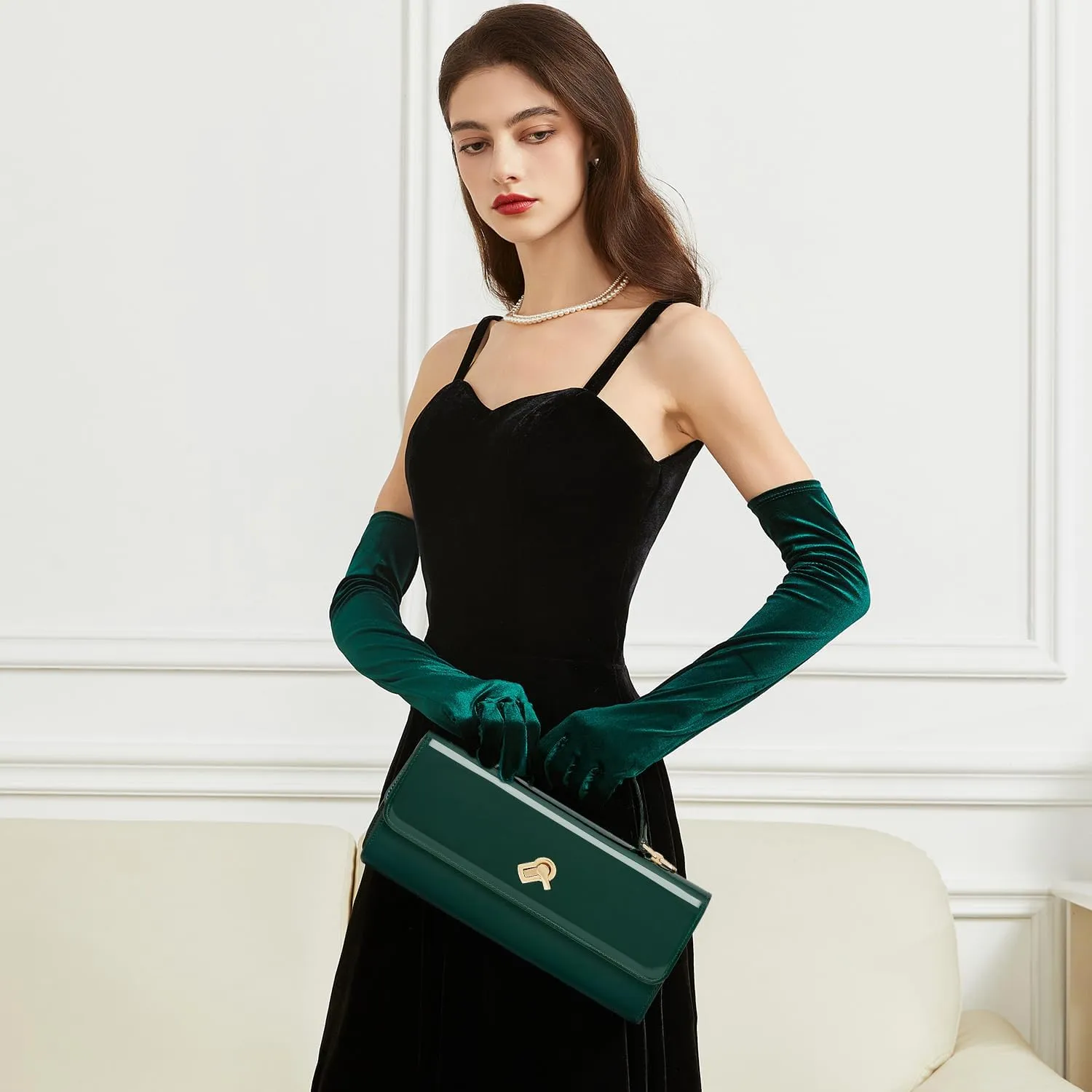 Huralona Women Metallic PU Leather Evening Clutch Purse Square Box Handbag Crossbody Shoulder Bag with Twist Lock Closure