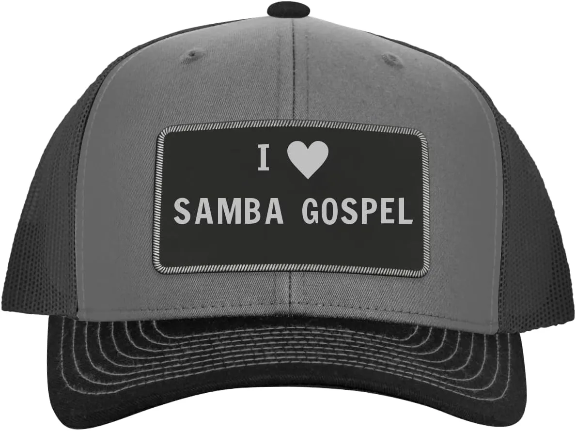 I Heart Love Samba Gospel - Leather Black Patch Engraved Trucker Hat