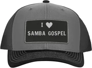 I Heart Love Samba Gospel - Leather Black Patch Engraved Trucker Hat