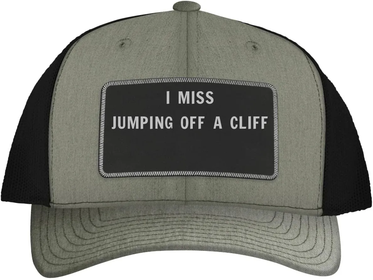 I Miss Jumping Off A Cliff - Leather Black Patch Engraved Trucker Hat