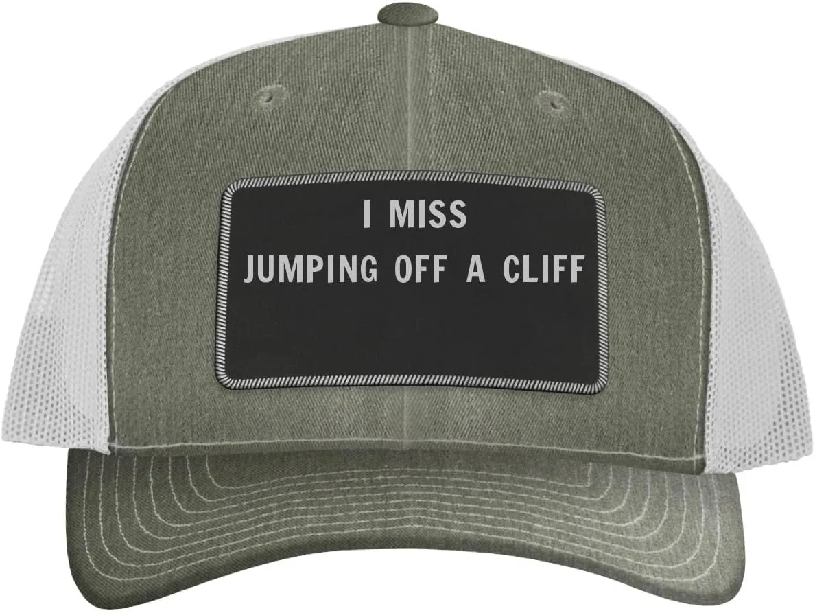 I Miss Jumping Off A Cliff - Leather Black Patch Engraved Trucker Hat