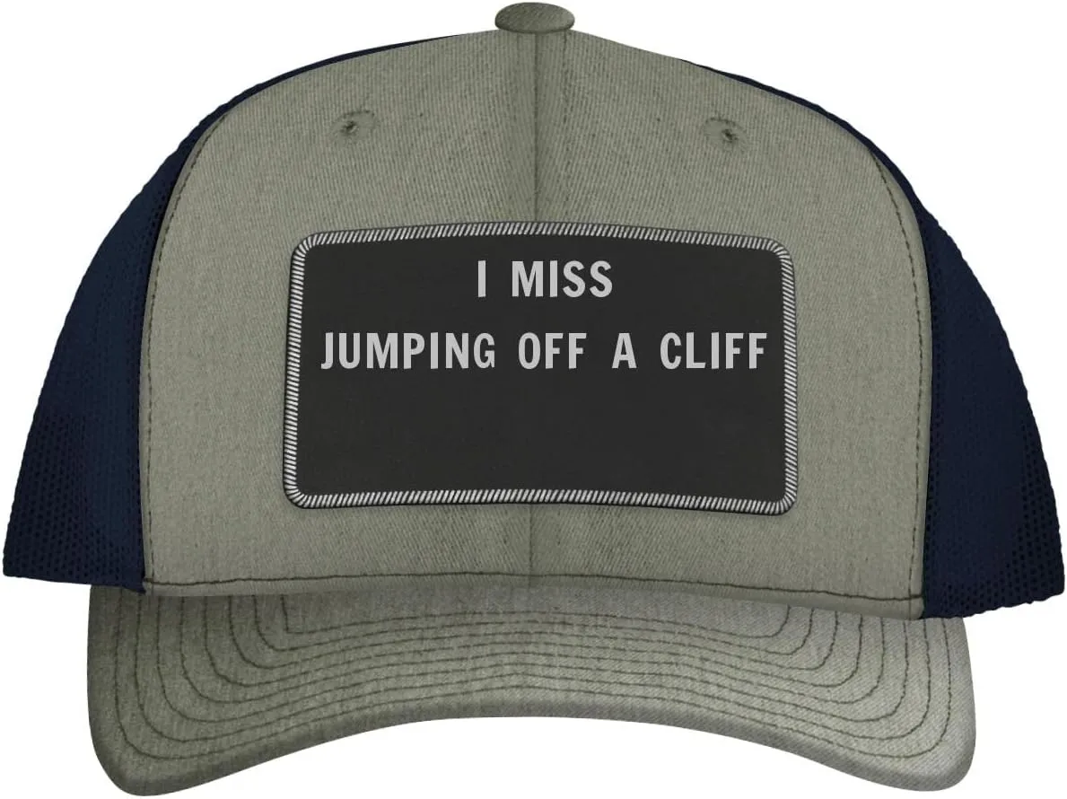 I Miss Jumping Off A Cliff - Leather Black Patch Engraved Trucker Hat