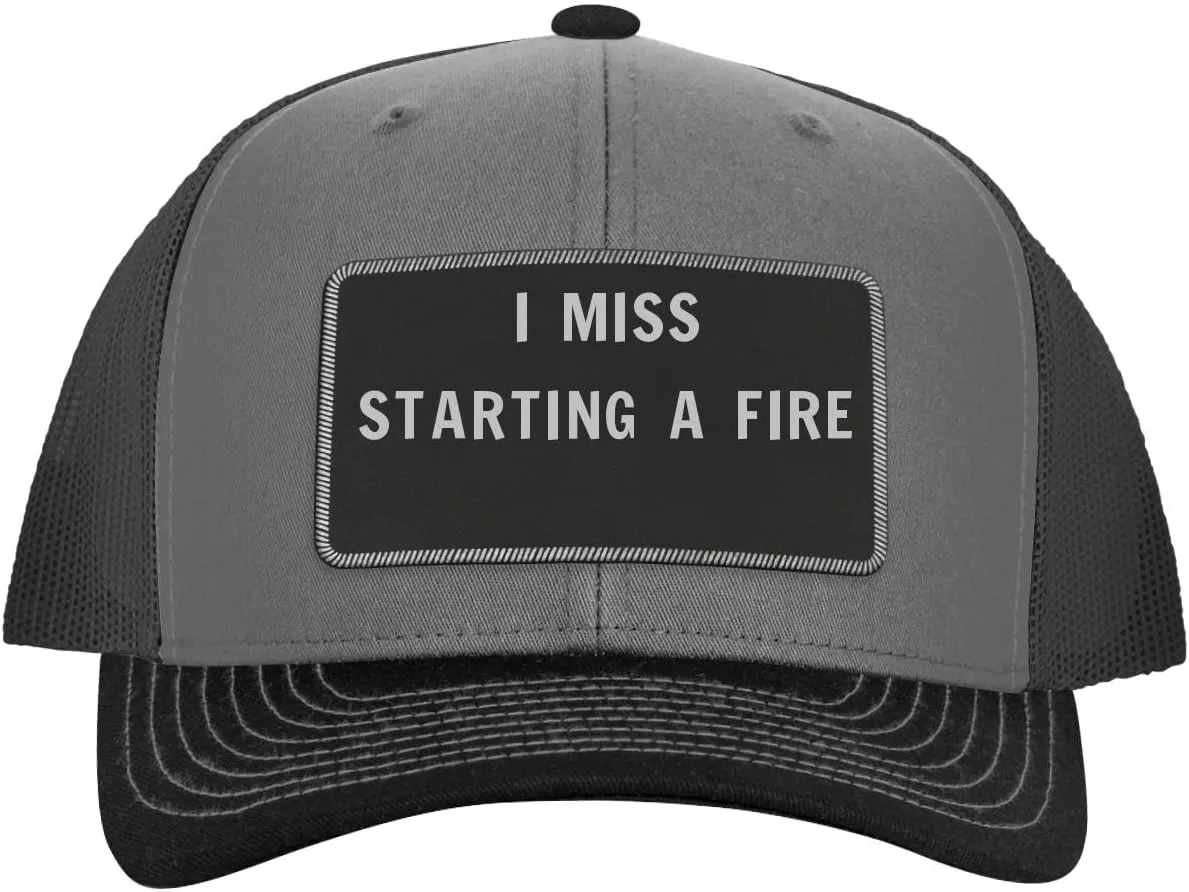 I Miss Starting A Fire - Leather Black Patch Engraved Trucker Hat