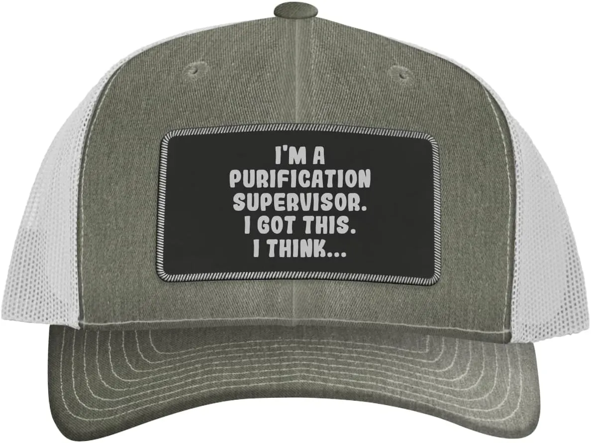 I'm A Purification Supervisor. I Got This. I Think... - Leather Black Patch Engraved Trucker Hat