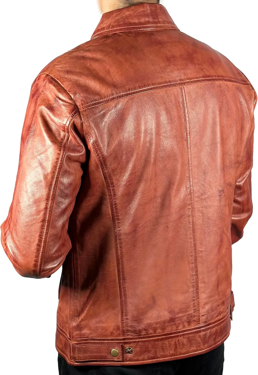 Isaac & David Chicago Men's New Black/Brown Lambskin Leather Classic Open Bottom Jacket Motorcycle Vintage Racing Jacket