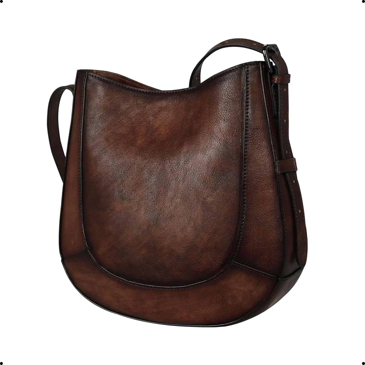 Iswee Real Leather Purses for Women Shoulder Bag Fashion Casual Bucket Bag Ladies Handbags