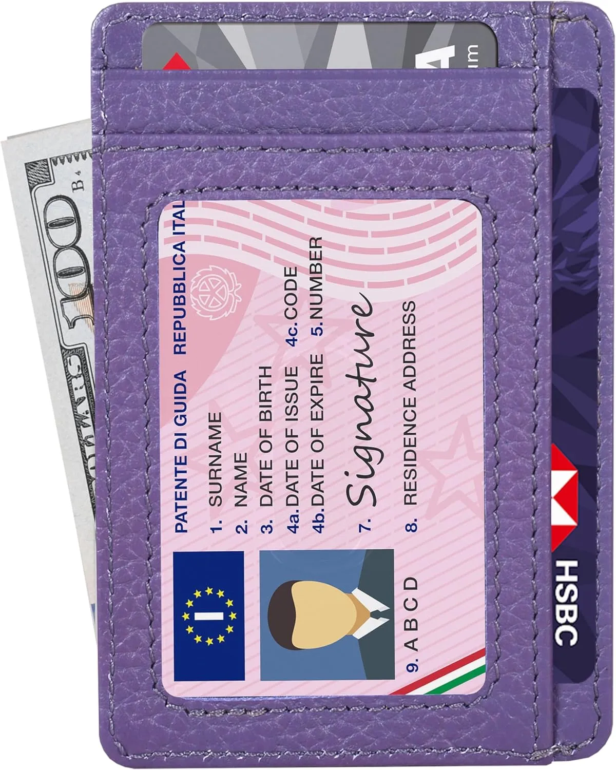 Italian Luxury Leather Minimalist Wallets | For Men and Women (Lavender)